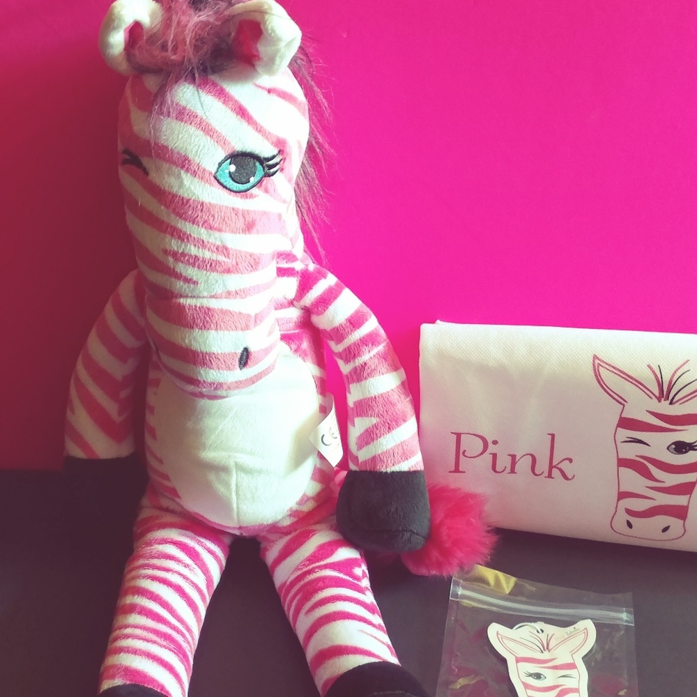 Pink zebra paisley plush with go card
